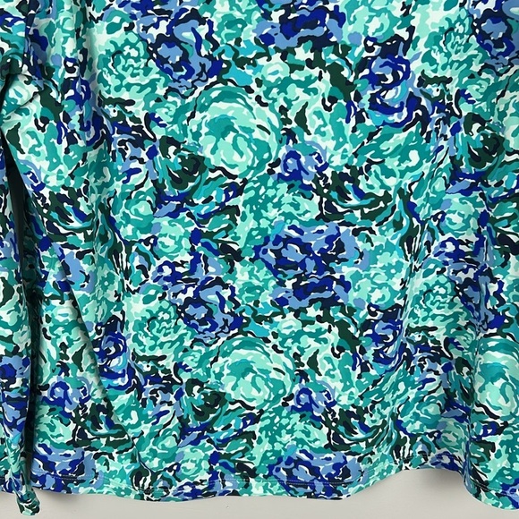 Lands' End Floral Rash Guard Nylon Top Swimwear 0X Blue Teal - Picture 4 of 12